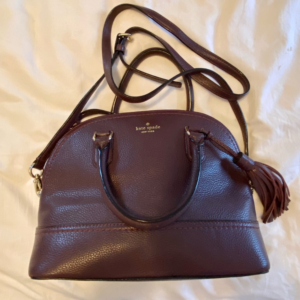 Kate spade, plum crossbody bag with handles and removable strap